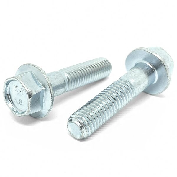 Boltsandnuts.Com Class 8.8, M16-2.0 Flange Bolt, Zinc Plated 100 mm L, 4 PK M16C100BF88Z/D-4 - main